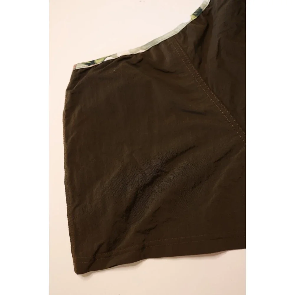 Y2K Venus Swim Brown Zipper Beach Board Shorts Summer Pool Cruise Nylon Small